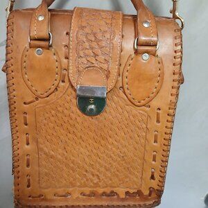 Vintage Tooled Leather Satchel